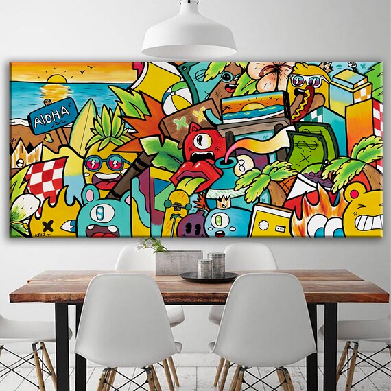 Colorful Dining Room Wall Décor Canvas Art Print Street-art | Etsy