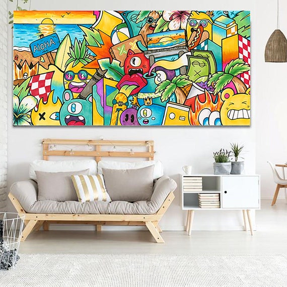 Colorful Pop Art Artwork Canvas Art Print Extra Large Wall Etsy 日本