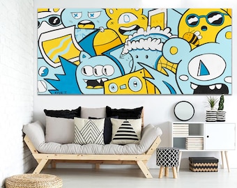 Colorful Cartoon Graffiti Canvas Print: Pop Art Wall Decor by Kfir Tager