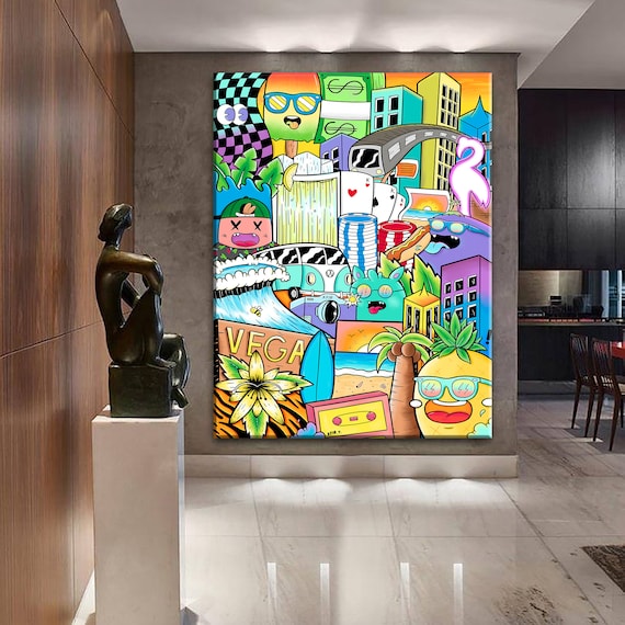 Vegas Graffiti Wall Art: Pop Art Canvas Print by Kfir Tager - Etsy