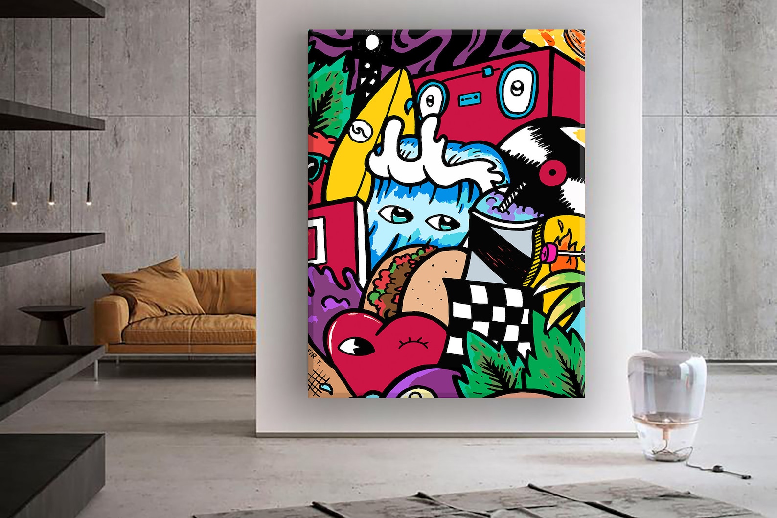 Large Vertical Wall Art Street Art Print On Canvas Living Etsy