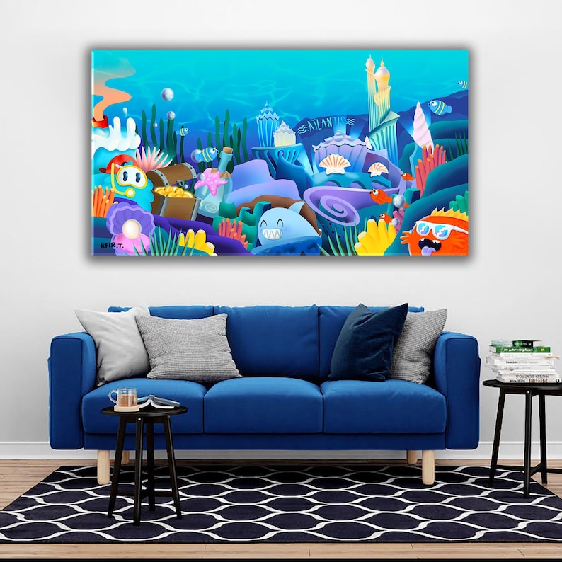 Atlantis Pop Art Canvas Print: Colorful Lost City Wall Art - Etsy