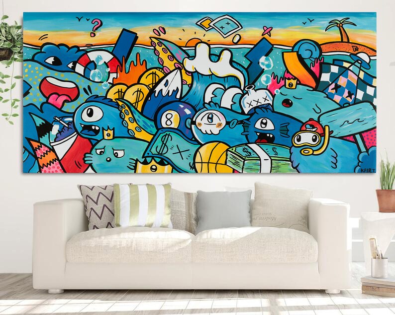 Wall Pop Art Wall Decor Canvas Print Graffiti Wall Art Etsy