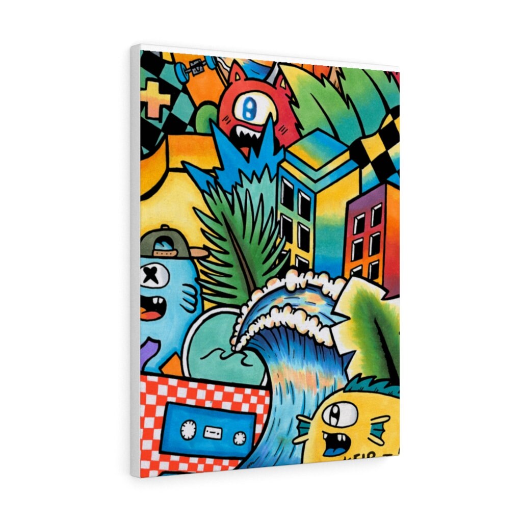 Ready to Hang Wall Art Canvas Print Large Graffiti Style Etsy