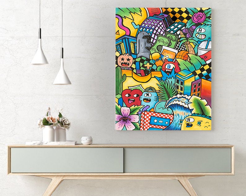 Extra Large Wall Art Nursery Colorful Wall Art Graffiti Art Etsy