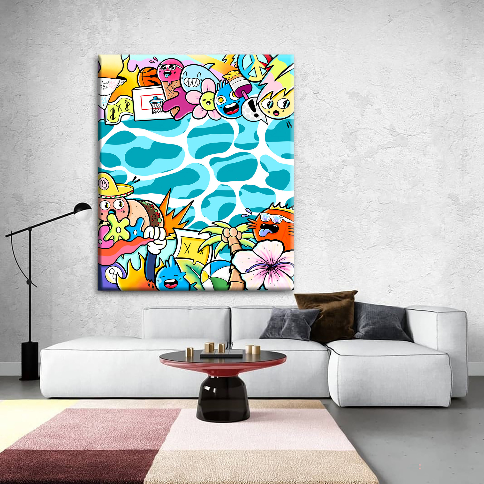 Large Vertical Graffiti Painting Living Room Wall Art Canvas 