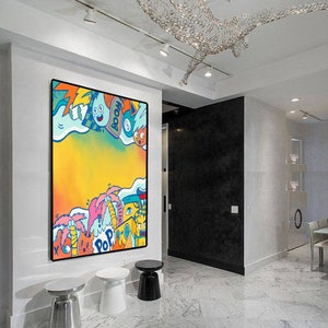 Pittura Graffiti extra large, Stampa artistica di grandi dimensioni, Pittura Kfir Tager, Decorazione della parete del soggiorno, Regalo per lui, Regalo colorato per adolescente