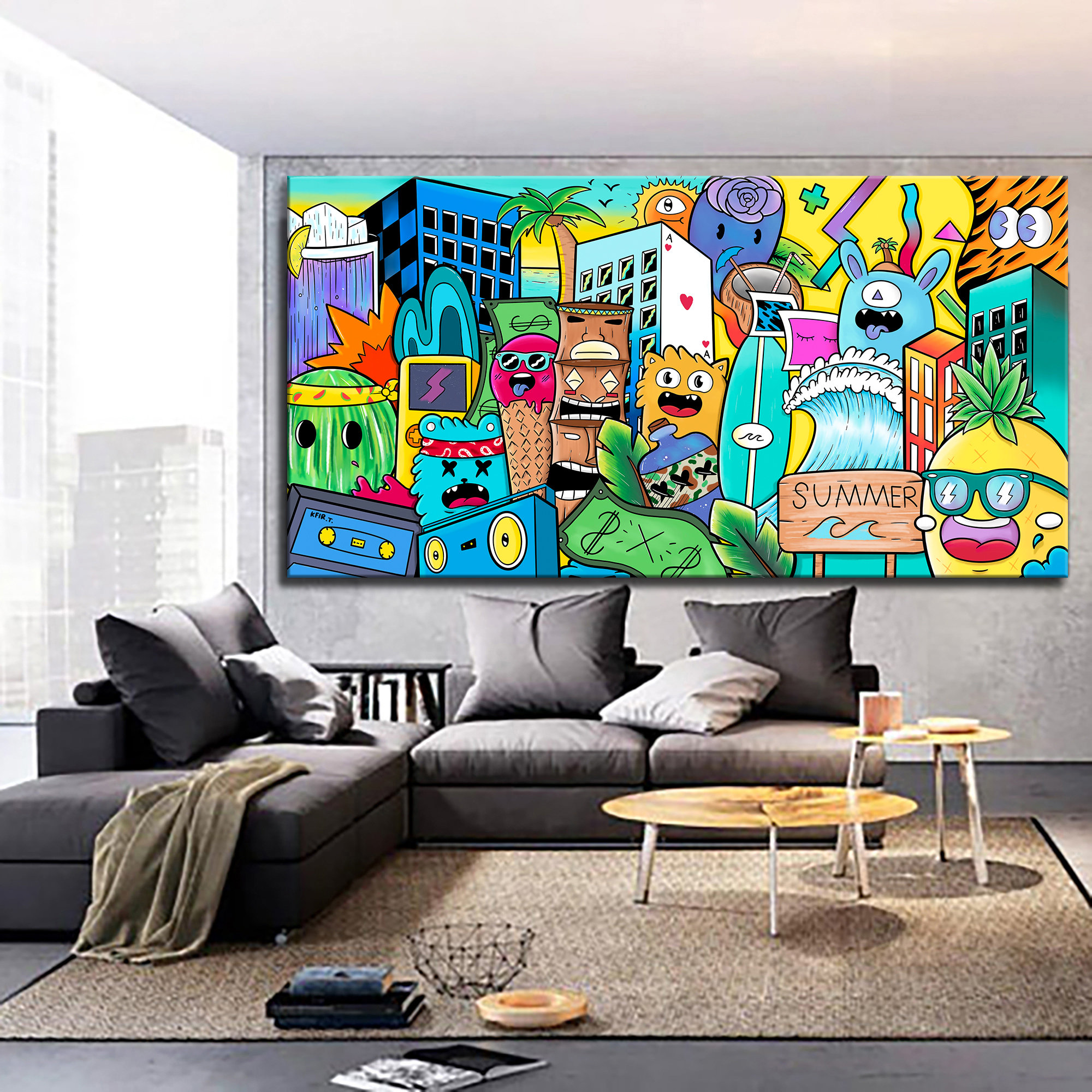 78" Canvas Painting Graffiti Street art urban wall decor large size  wall decor