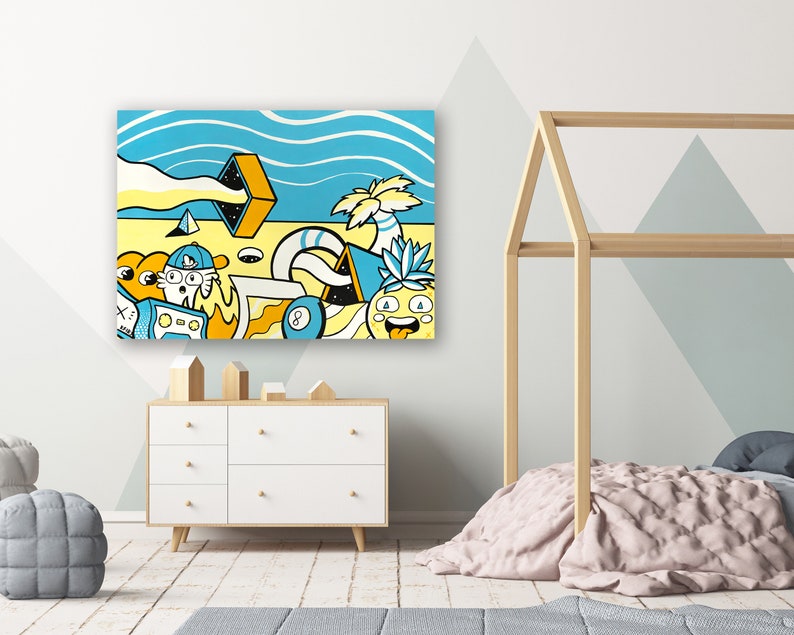 Tropical Colorful Boys Room Art Large/small Canvas Art Print Etsy