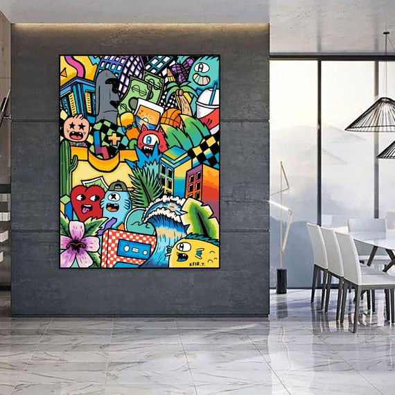 Vertical Colorful Street Art Painting Pop Art Canvas Art - Etsy UK