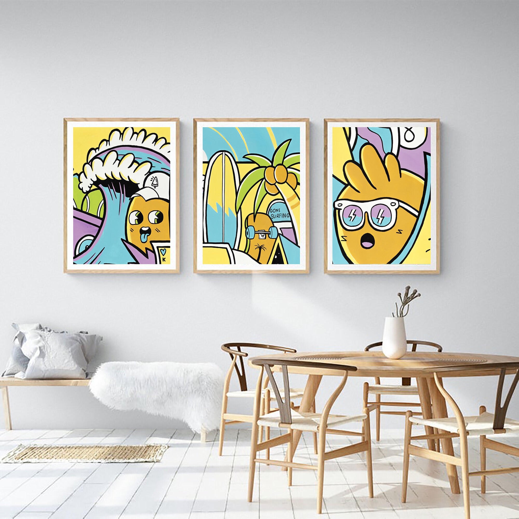 Boys Room Wall Art Colorful Wall Art Set of 3 Print On | Etsy