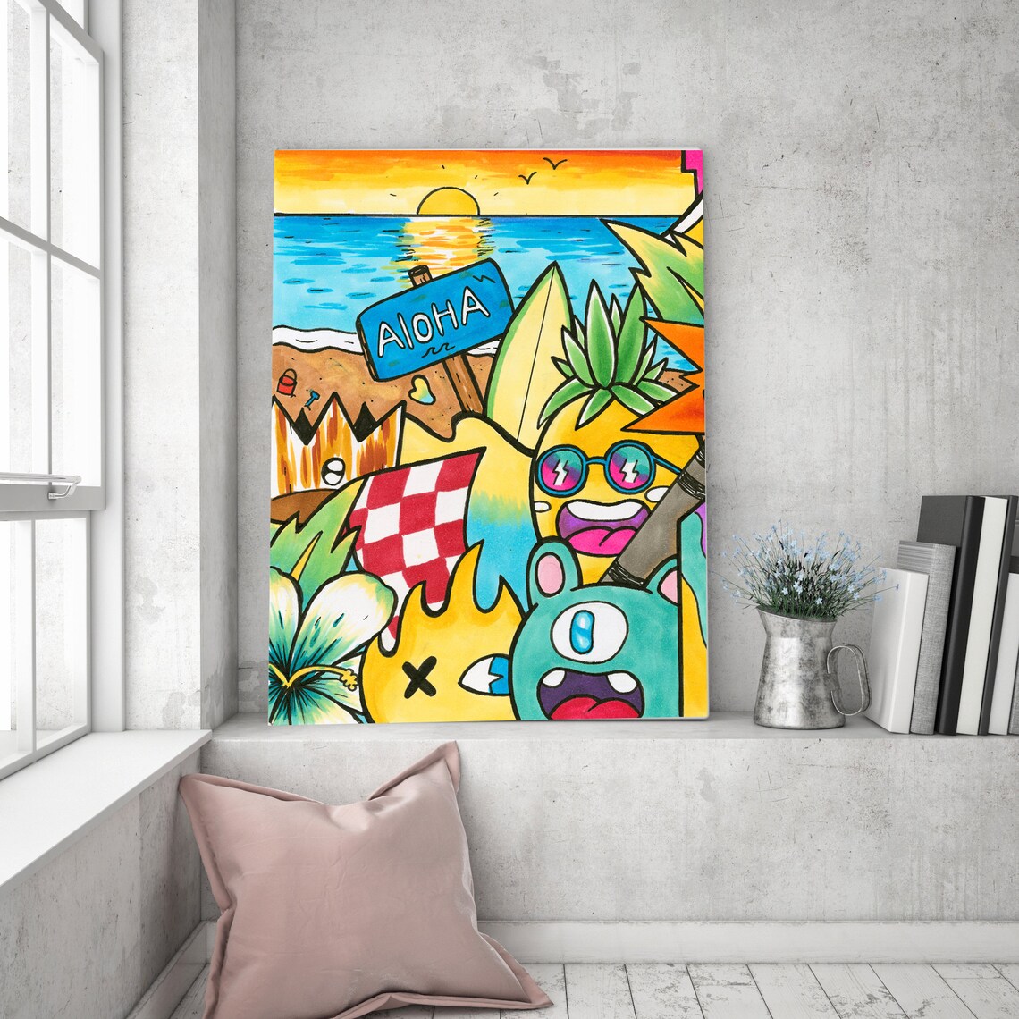 Ready to Hang Vertical Wall Art Large Graffiti Style Art Etsy