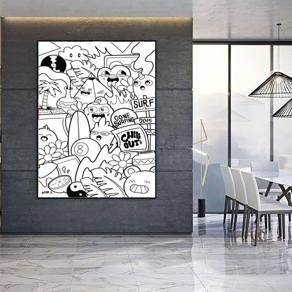 Black And White Graffiti Canvas