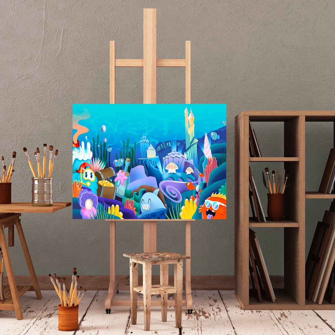 Atlantis Pop Art Print: Colorful Lost City Wall Decor by Kfir Tager - Etsy