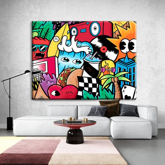 Graffiti Large Wall Art, Kfir Tager Painting, Street Art Canvas Art, Living  Room Wall Art, Game Room Décor, Colorful Gift for Teenager 