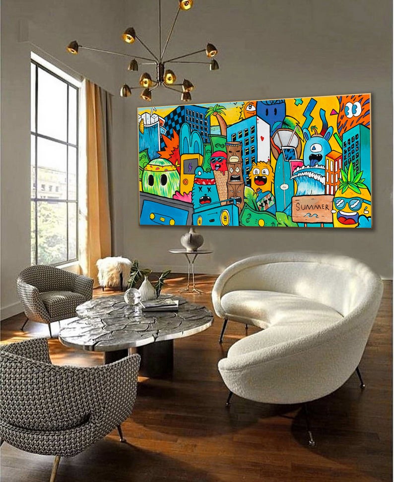 Extra Large Wall Art Living Room Wall Décor Colorful Canvas Etsy