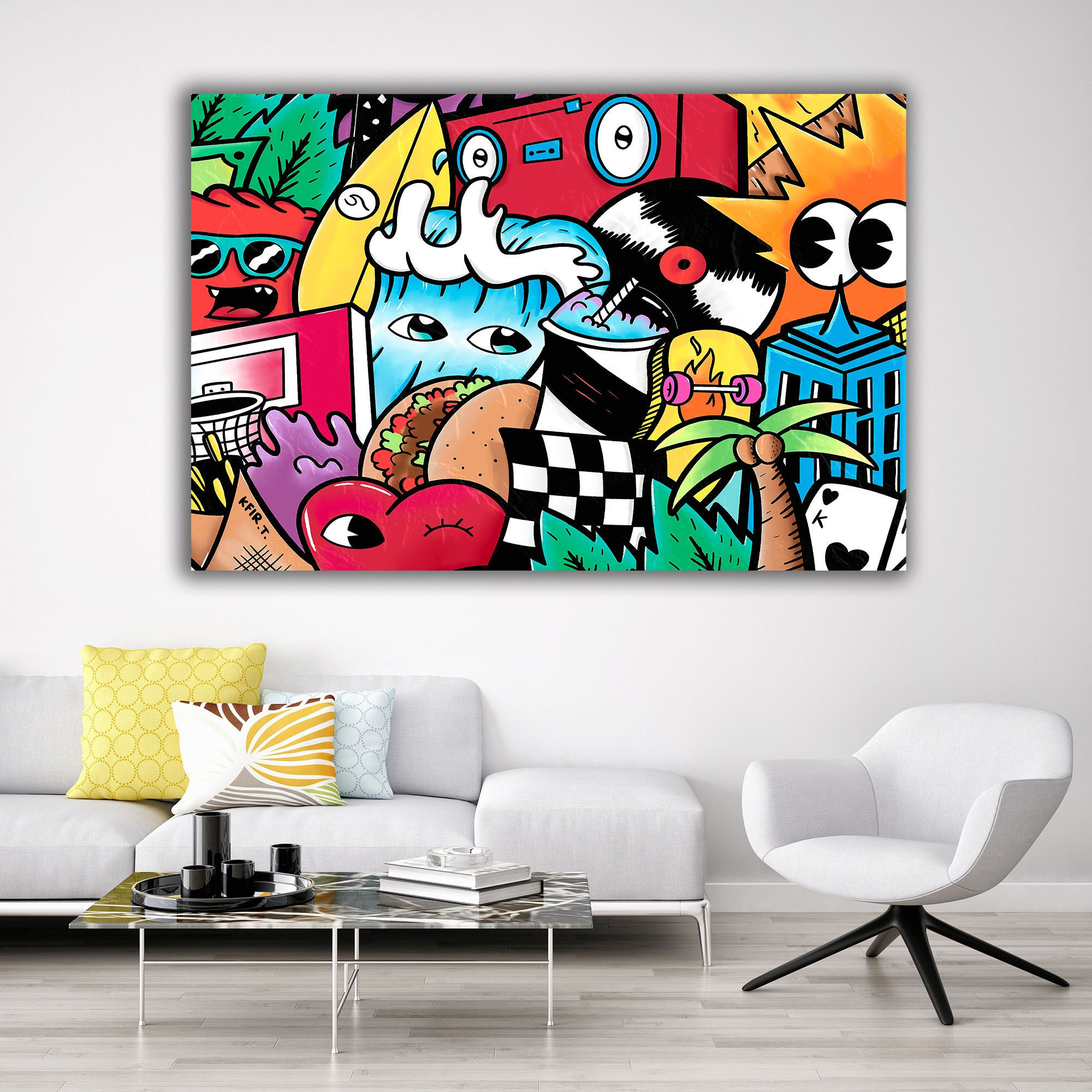 Large Wall Art, Kfir Tager Painting, Canvas Art Print, Living Room Wall Art,  Game Room Décor, Colorful Gift For Teenager, Office Wall Art