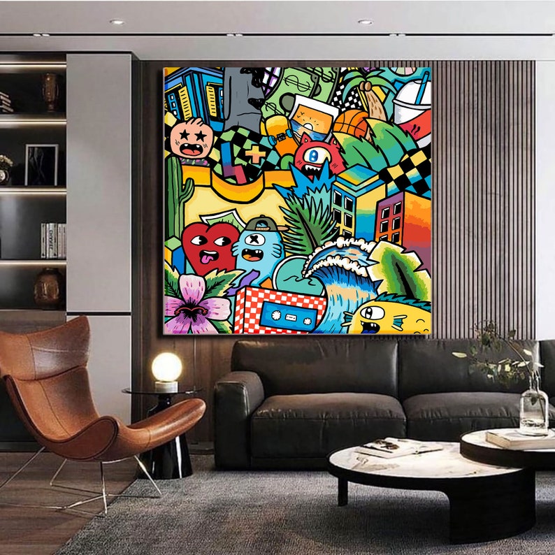 Colorful Graffiti Style Canvas Print: Urban Street Art Wall Decor - Etsy
