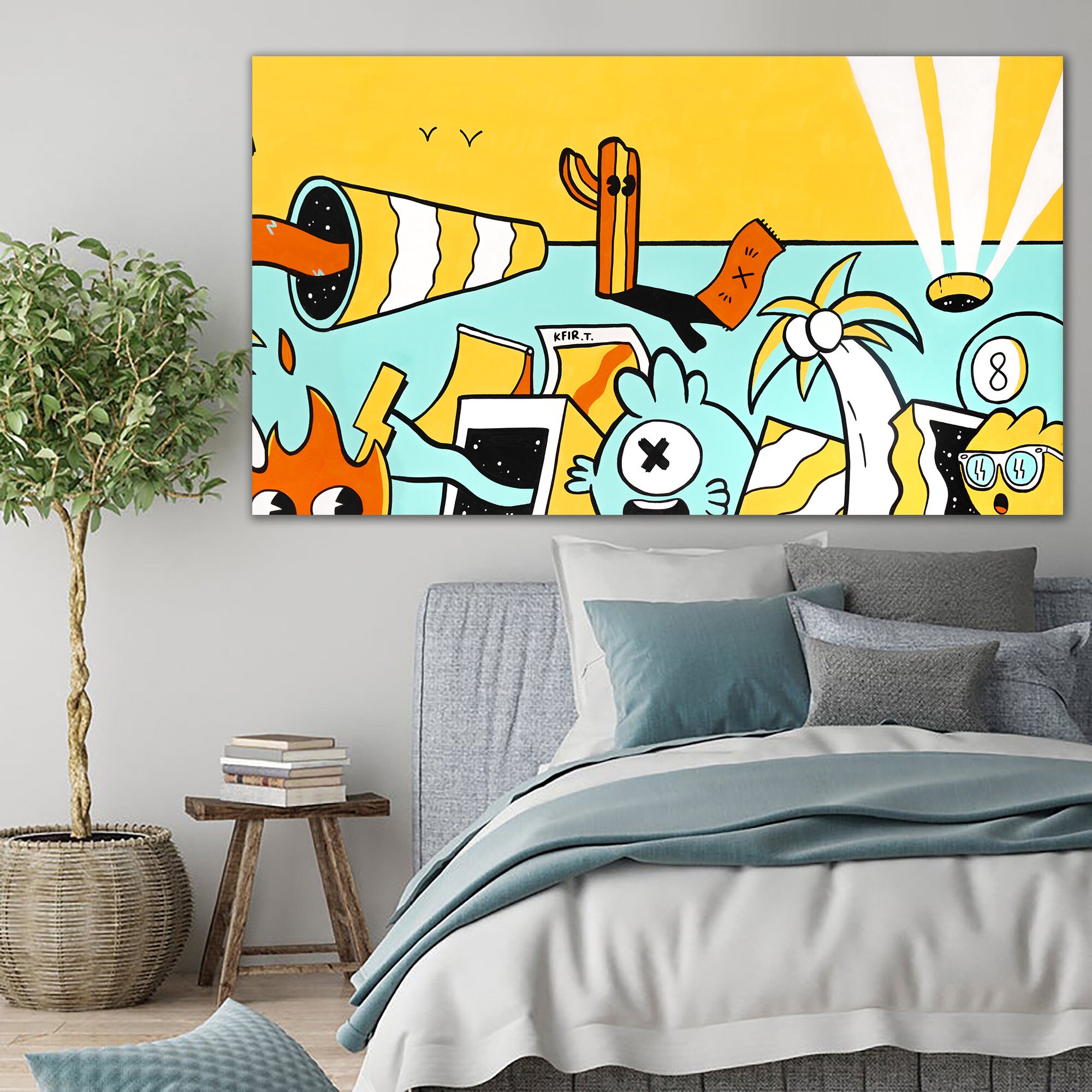 Ready to Hang Wall Art Graffiti Art Painting Colorful Print Etsy