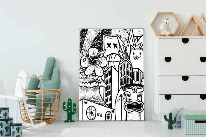 Black And White Wall Art for Kids Room Decor Nursery Décor Etsy