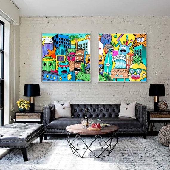 Modern Pop Art Canvas Print Set: Fruit Ninja Gang Wall Art - Etsy