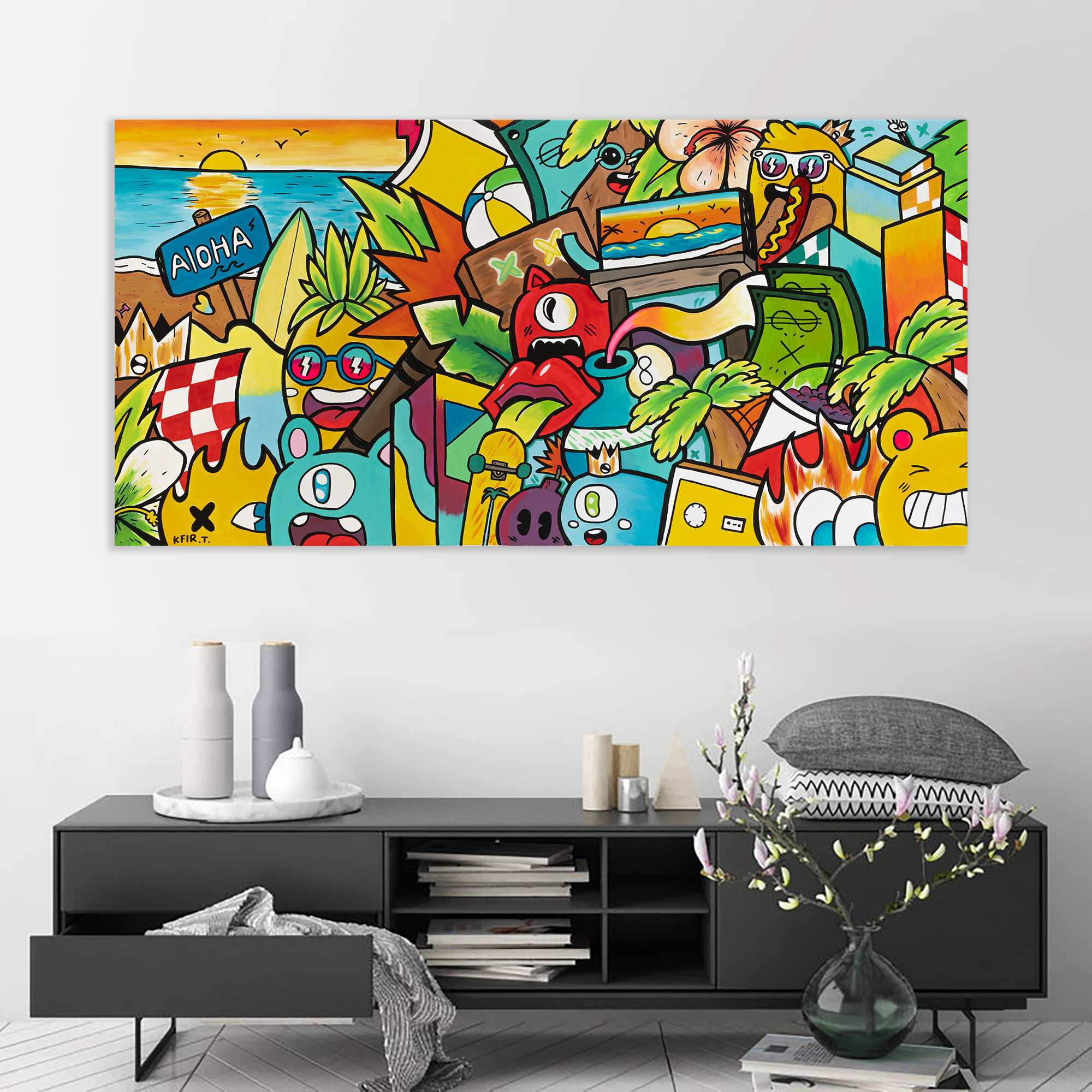 Modern Creative Graffiti Wall Art Colorful Street Art Painting Pop Art  Canvas Prints Home Decoration Artwork Framed Pictures for Living Room  Office