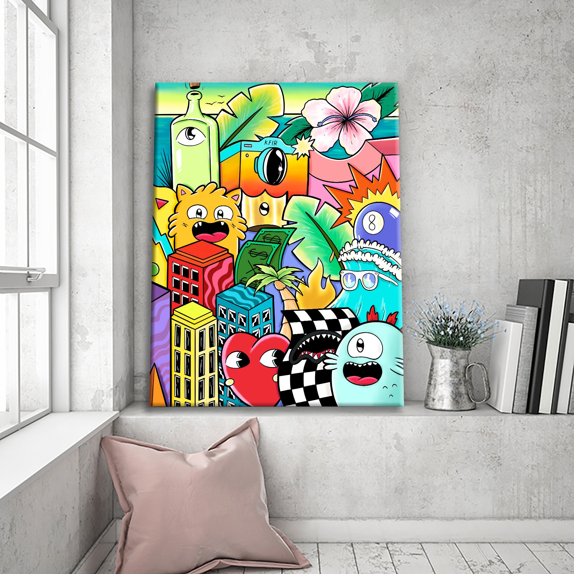 tweedehands scheuren Celsius Graffiti Colorful Canvas Art Print Pop Art Canvas Décor - Etsy