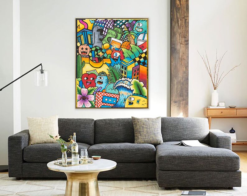 Extra Large Wall Art Nursery Colorful Wall Art Graffiti Art Etsy