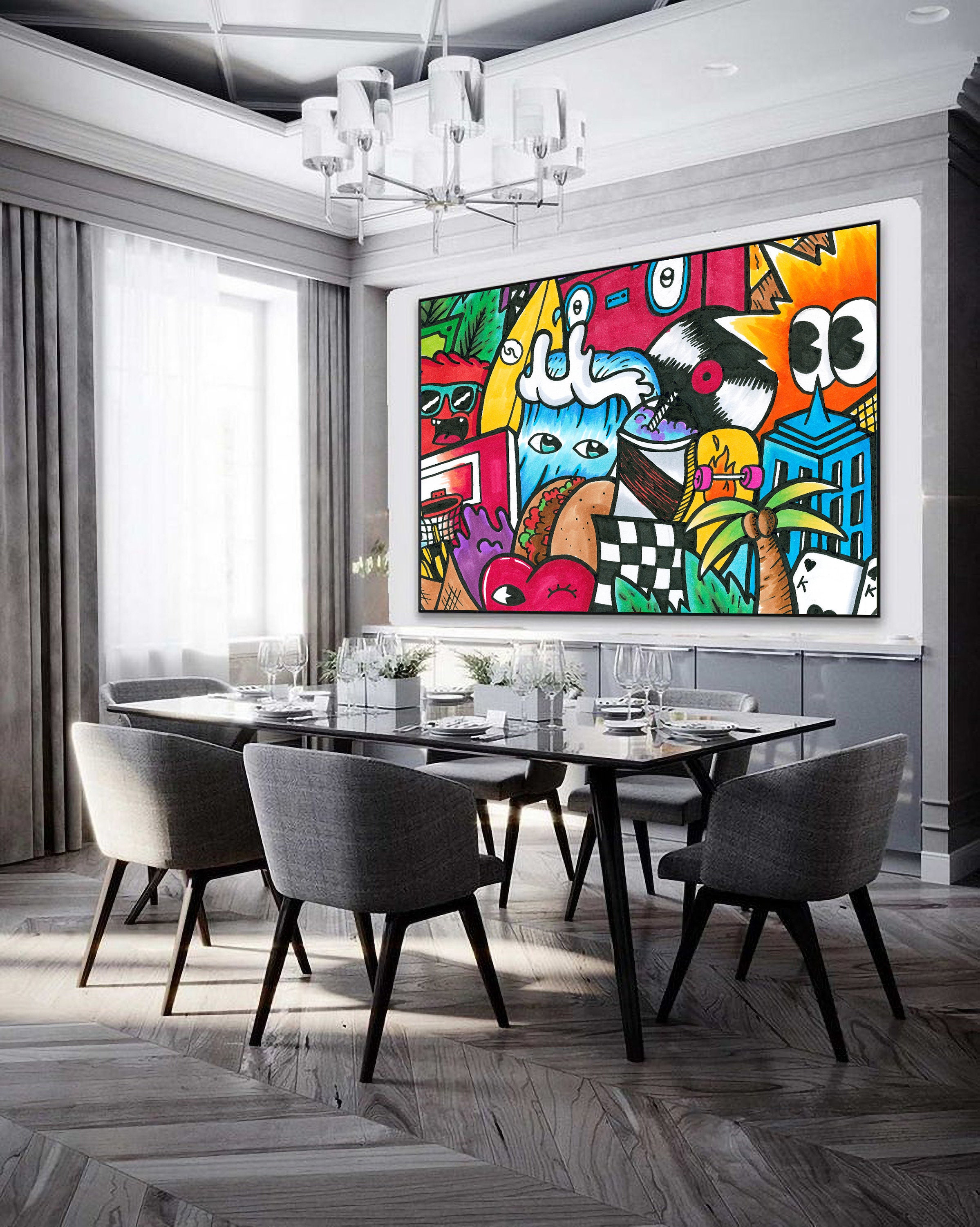 Extra Large Pop Art Wall Art Colorful Canvas Art Print Etsy UK