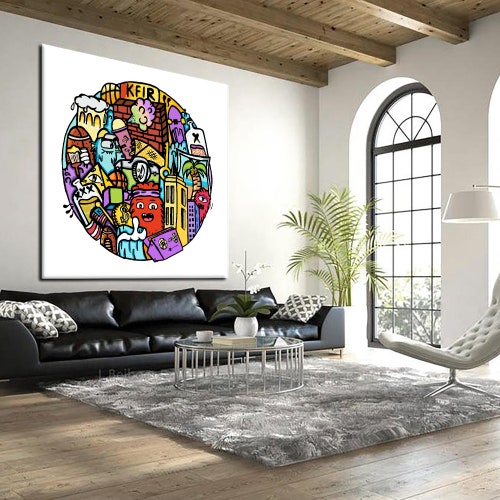 Extra Large Wall Art Street Art Canvas Art Print Living Room Etsy