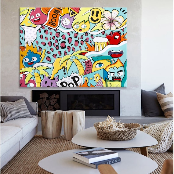 Graffiti Large Wall Art Street Art Canvas Art Print Living Etsy