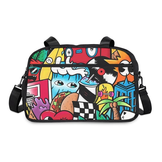 Colorful Fitness Handbag, Art gym handbag, Graffiti gym handbag, Teenager gym handbag