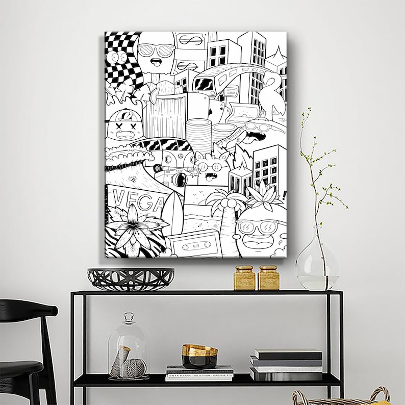 Black and White Pop Art Wall Art Las Vegas Wall Art Large Etsy