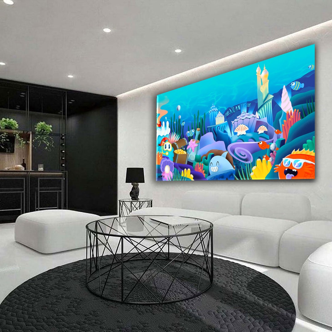 Pop Art Atlantis Canvas Print: Colorful Lost City Wall Art - Etsy