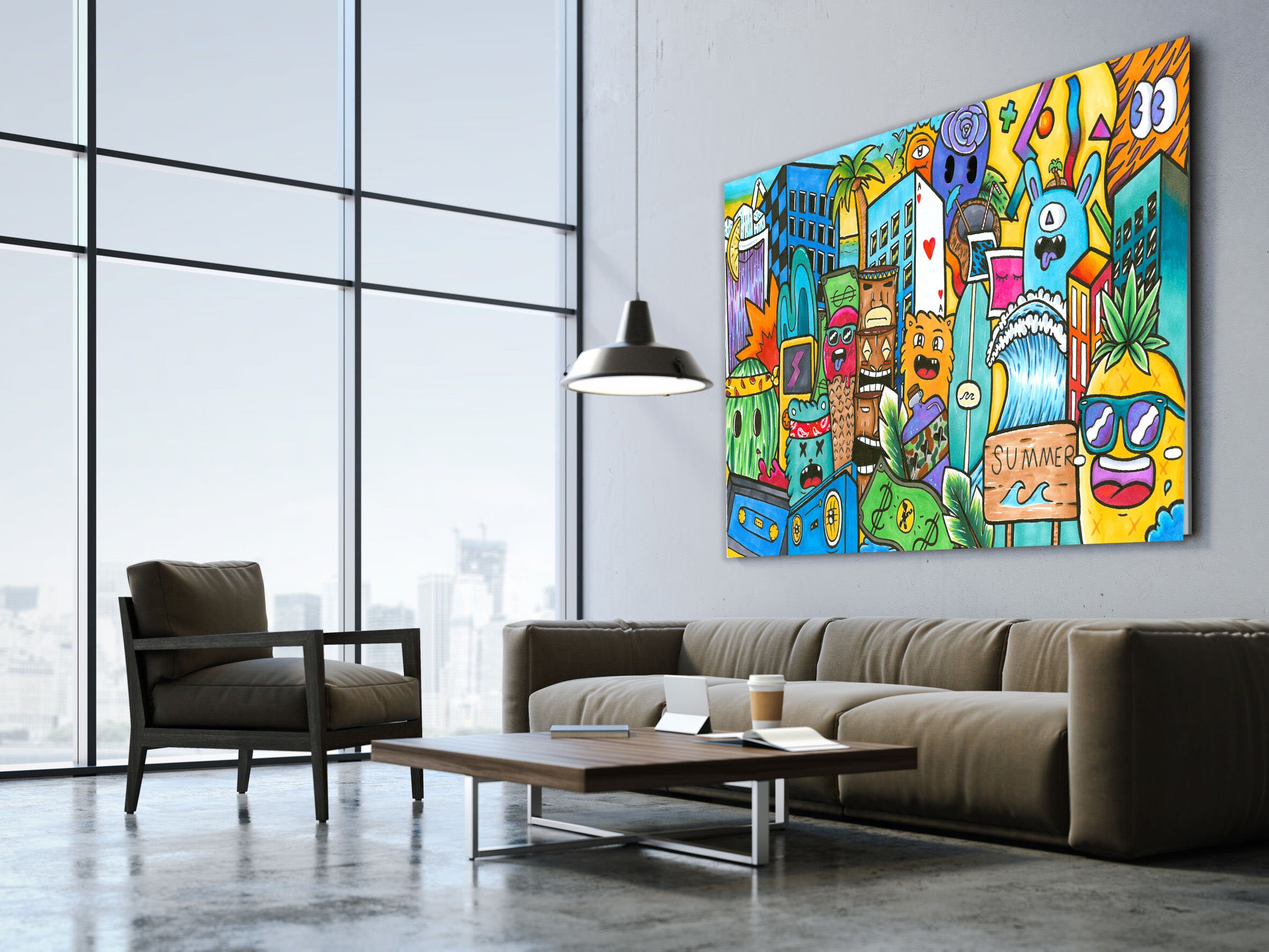 Extra Large Wall Art Living Room Wall Décor Colorful Print | Etsy