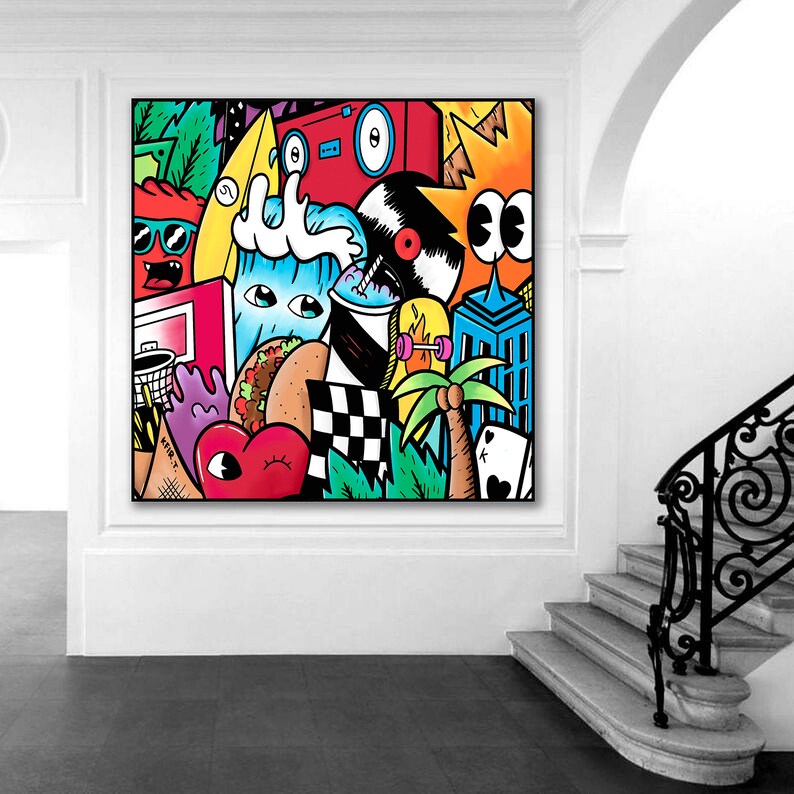 Extra Large Colorful Painting Large Canvas Art Print Canvas Etsy