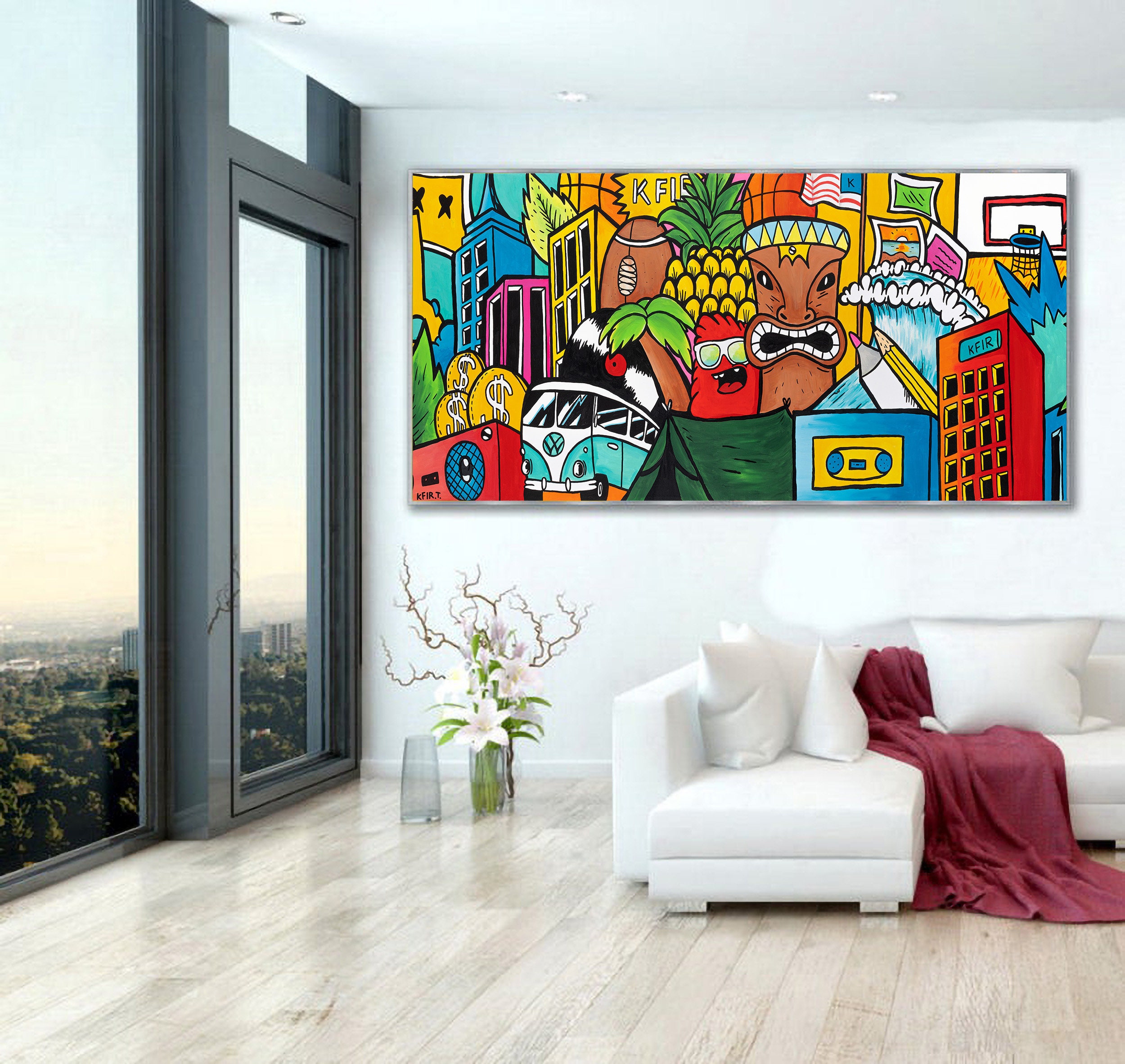 Pop Art Canvas Painting Horizontal Wall Art Living Room Wall Etsy