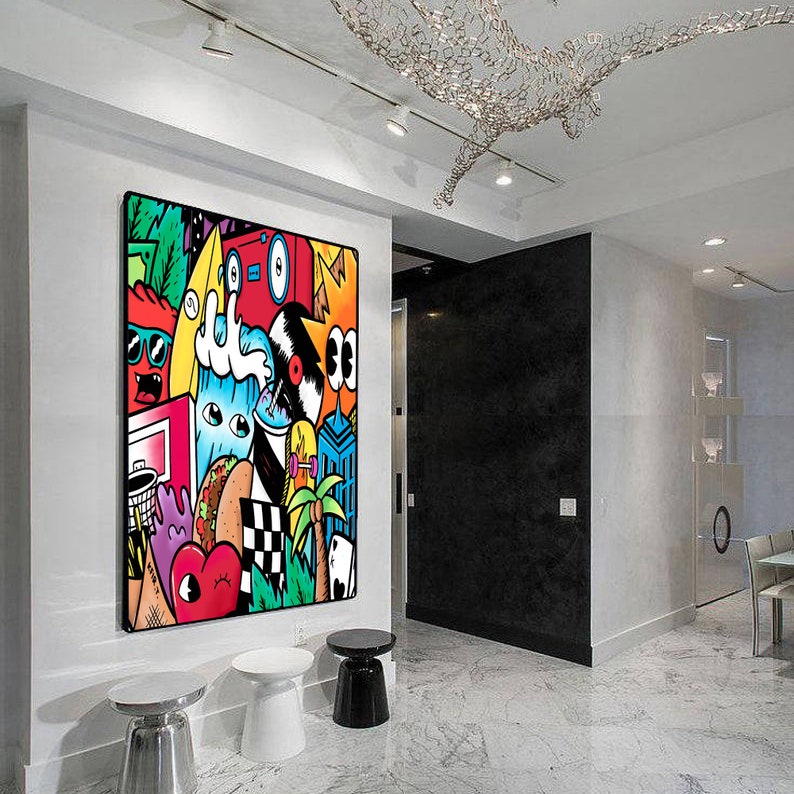 Extra Large Colorful Painting Large Canvas Art Print Canvas Etsy