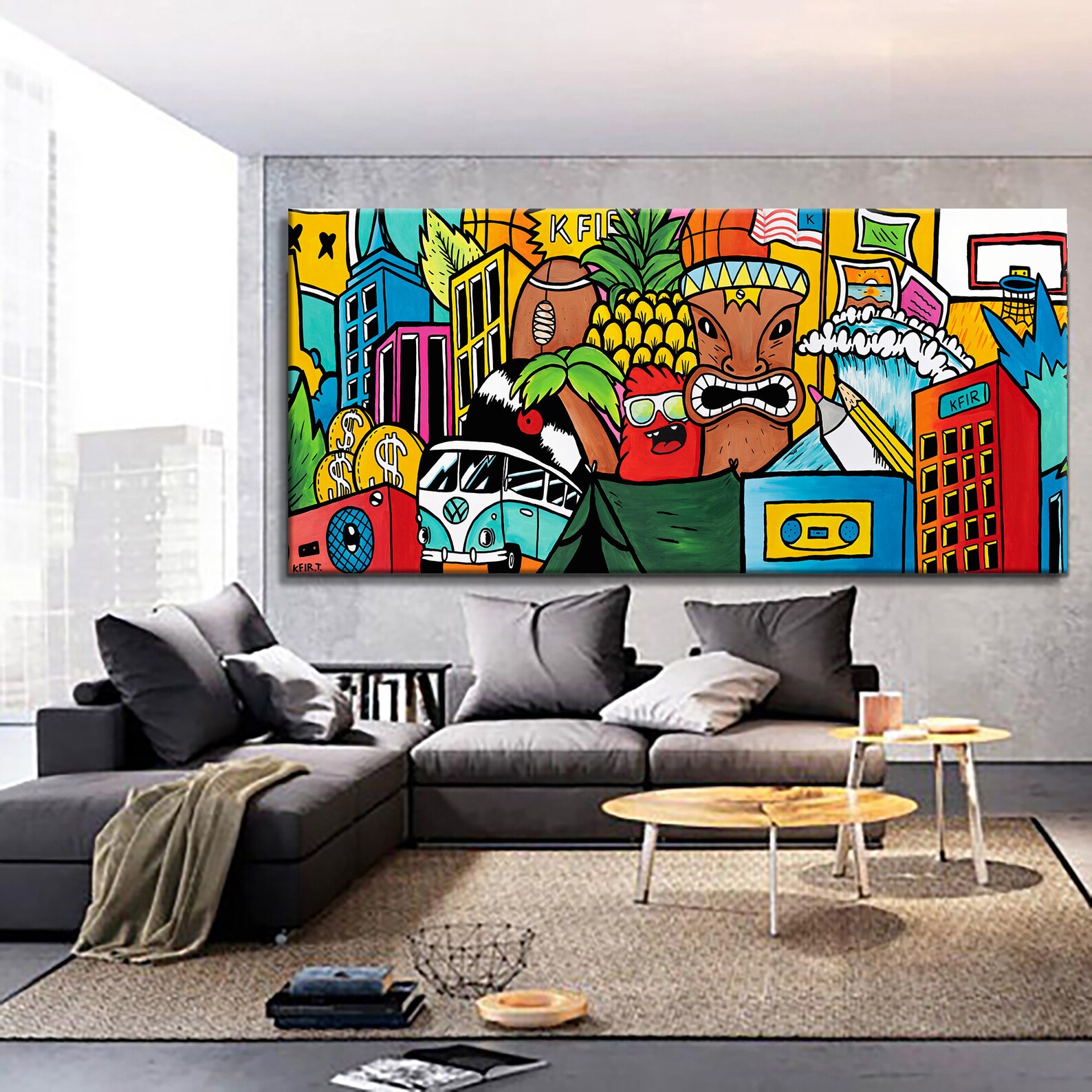 Colorful Graffiti Painting Living Room Wall D??cor Canvas Art Etsy