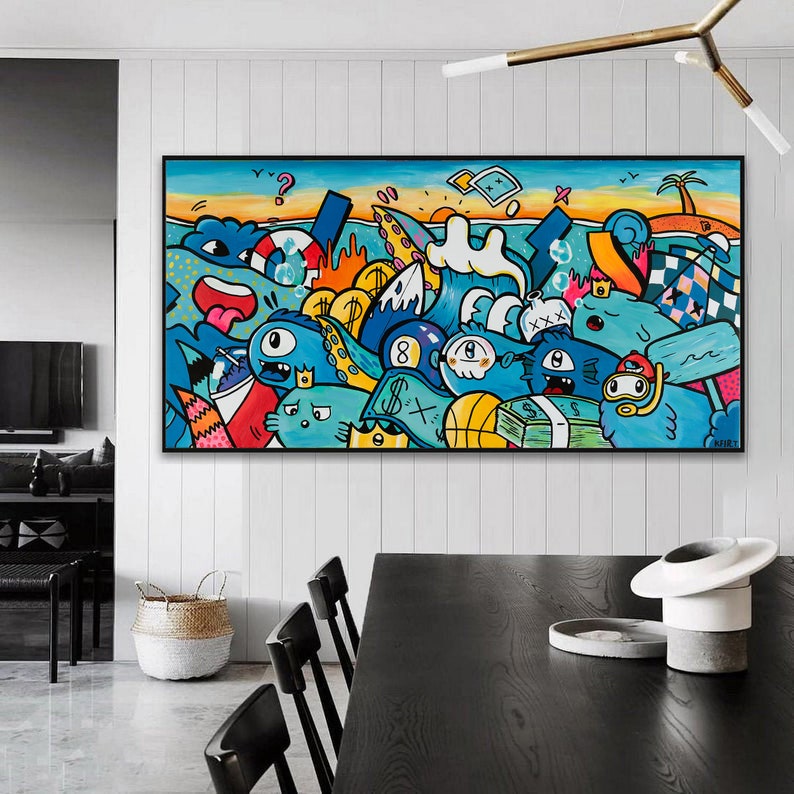 Wall Pop Art Wall Decor Canvas Print Graffiti Wall Art Etsy
