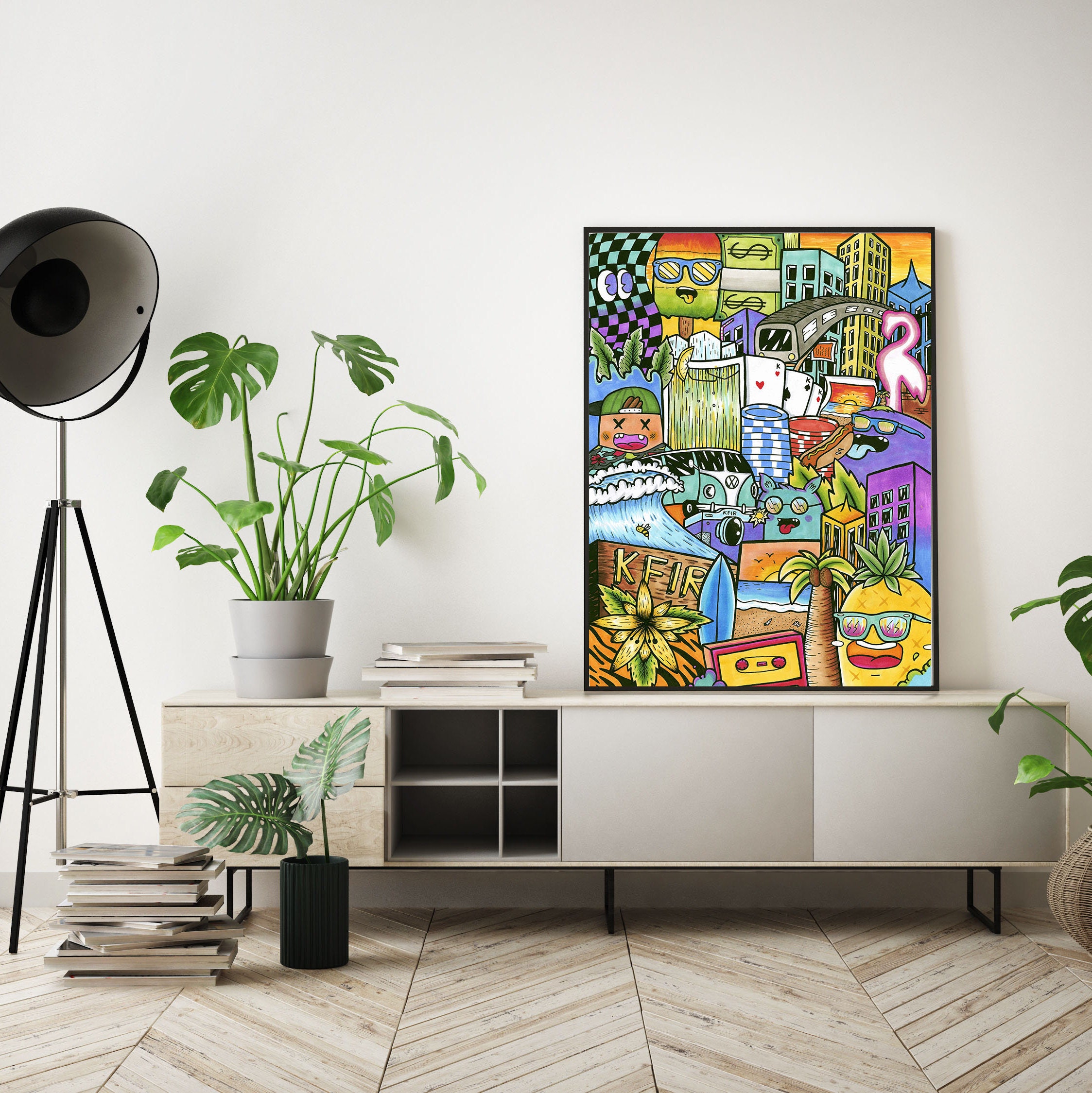 Large Vertical Graffiti Painting Living Room Wall Art Canvas - Etsy Canada