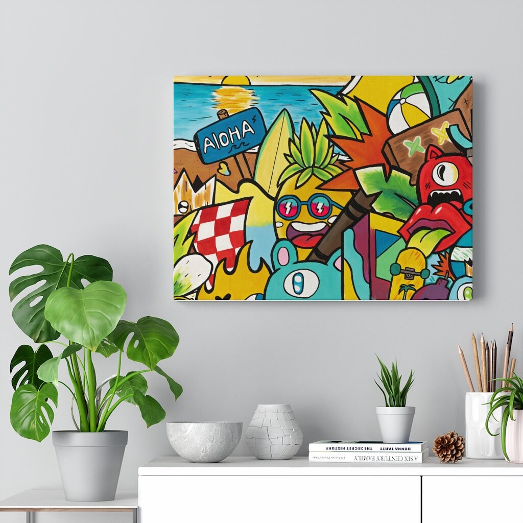 Ready to Hang Wall Art Graffiti Wall Hanging Canvas Print Etsy