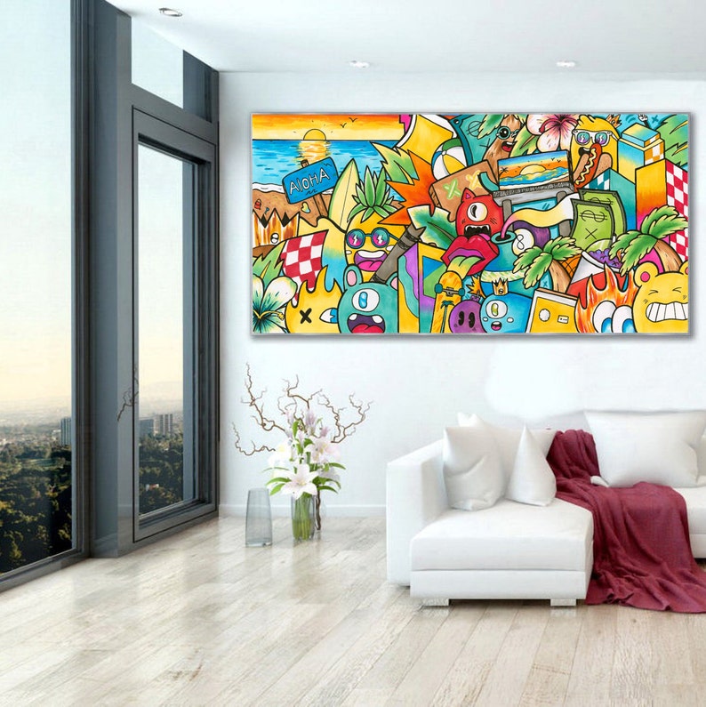 Pop Art Colorful Painting Street Art Canvas Art Print Etsy Canada