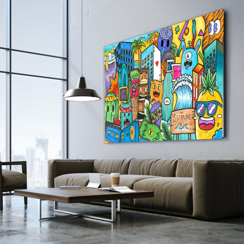 Extra Large Graffiti Colorful Print On Canvas Large Pop Art Etsy