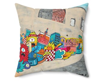 Street Art Decorative Pillow | Gift for Boyfriend Graffiti Art Pillow | Colorful Modern Decorative Pillow | Home Design