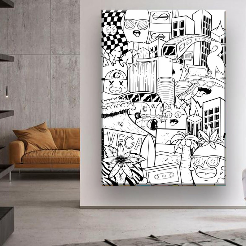 Black and White Pop Art Wall Art Las Vegas Wall Art Large Etsy