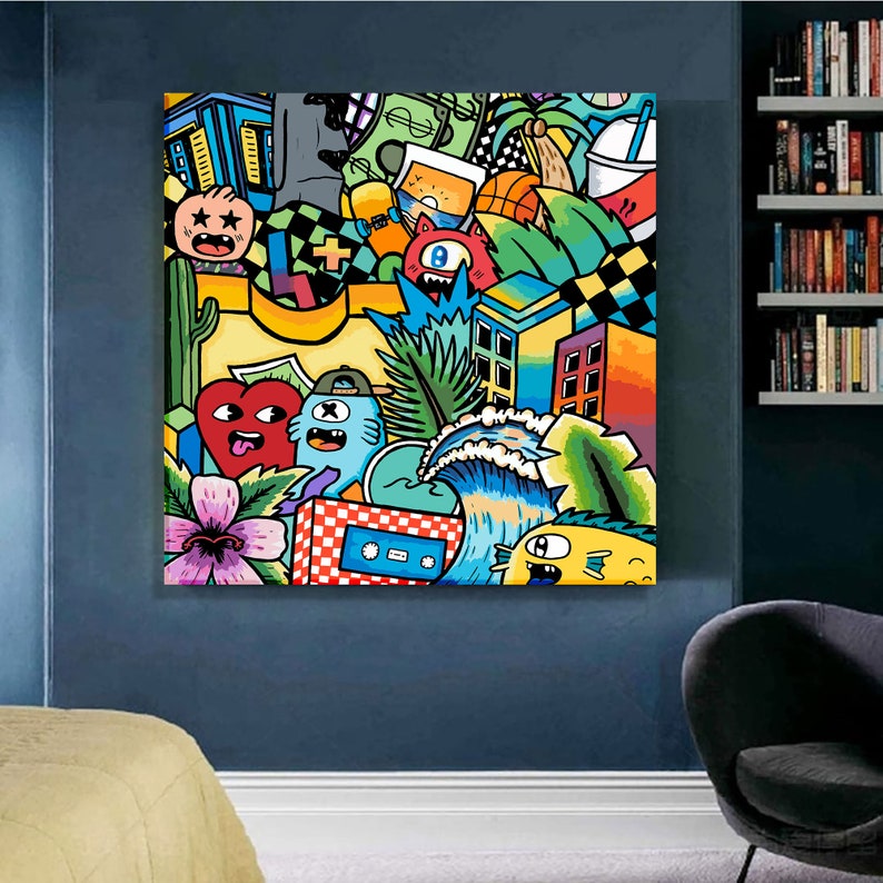 Colorful Graffiti Style Canvas Print: Urban Street Art Wall Decor - Etsy