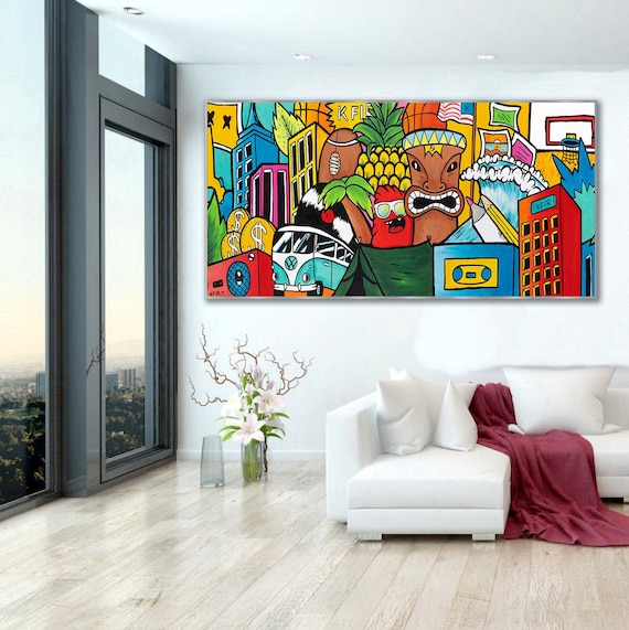 Horizontal Pop Art Wall For Living, Large Artwork For Living Room Uk