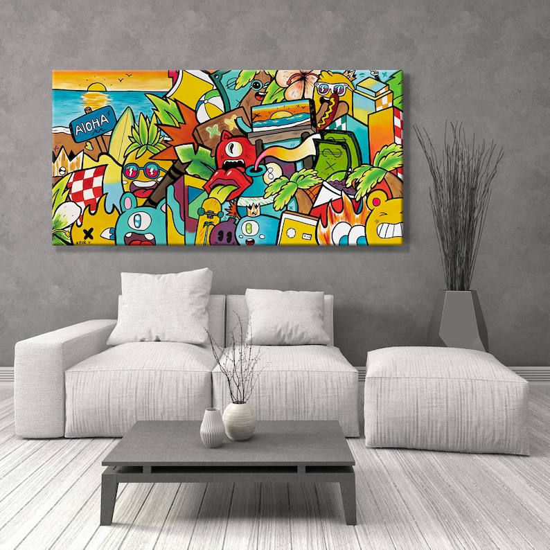 Pop Art Colorful Painting Street Art Canvas Art Print Etsy