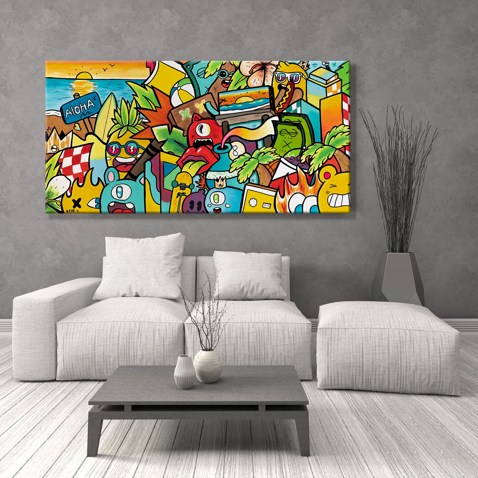 Barcelona strelen Het eens zijn met Pop Art Colorful Painting Street Art Canvas Art Print - Etsy